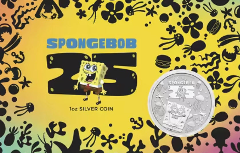 2024 SpongeBob Squarepants 25th Anniversary 1oz Silver Coin in Card