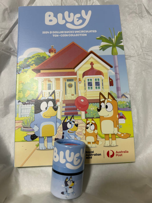 Bluey 10 Coin tube & folder (opened no colour)