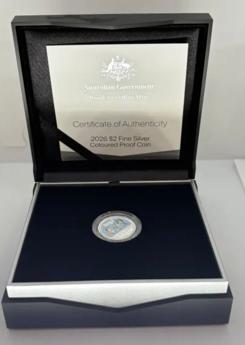 2026 $2 BLUEY COLOURED SILVER PROOF COIN –LIMITED 12,000 LOW MINTAGE