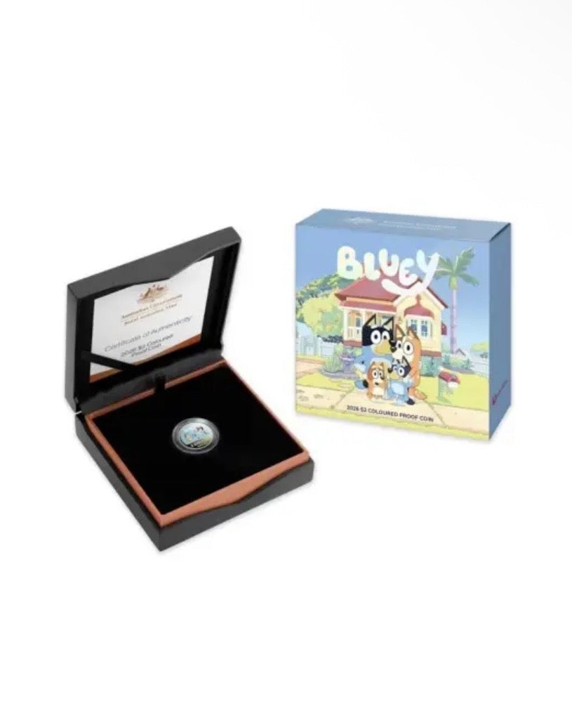 2026 BLUEY $2 COLOURED ALBR PROOF COIN 10,500 MINTAGE