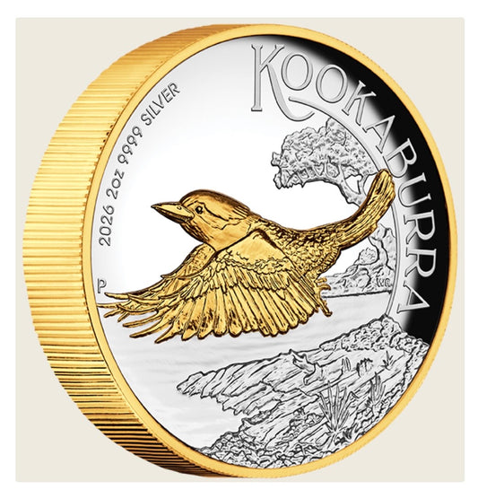 2026 Australian Kookaburra 2oz High Relief Gilded Coin