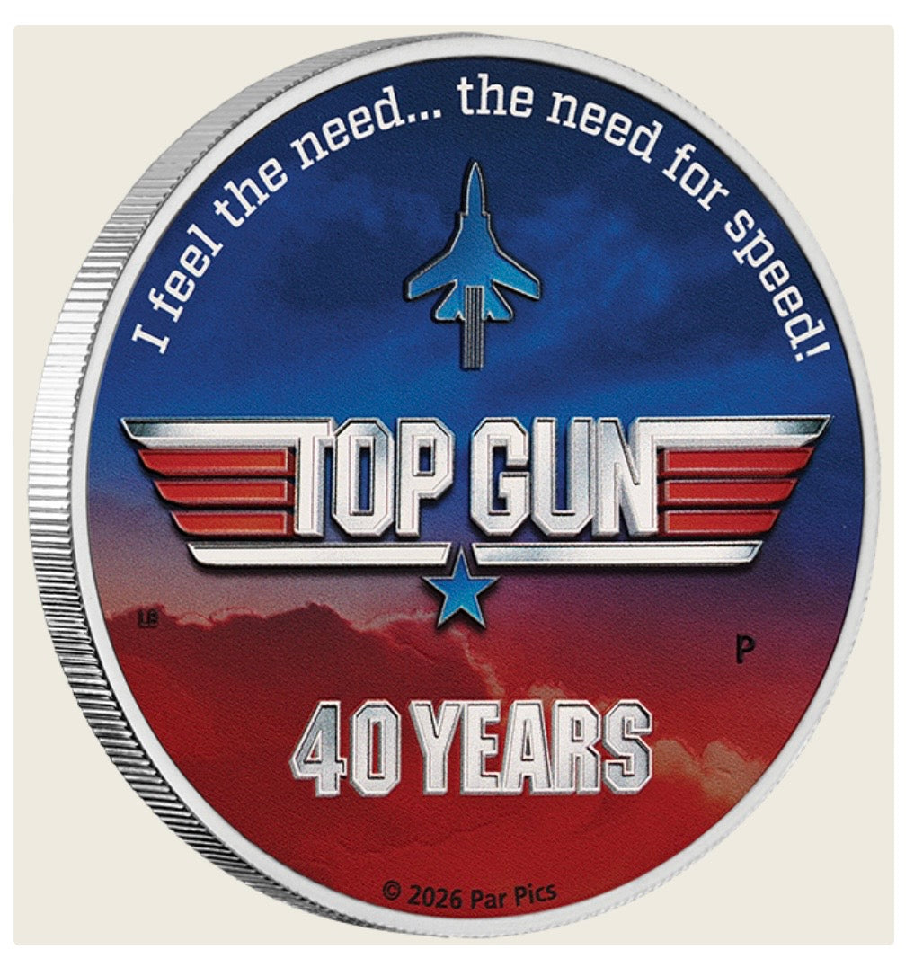 40 Years of Top Gun 2026 1oz Silver Coloured Coin