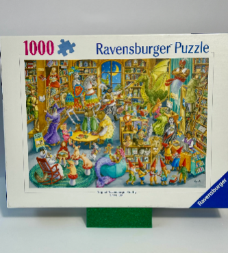 Puzzle Box Lid Holder Stand Jigsaw "Galaxy Green" (large size).