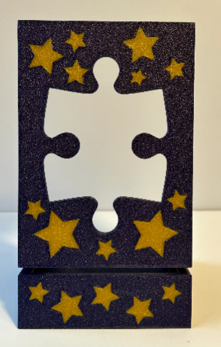 Puzzle Box Lid Holder Stand Jigsaw "Galaxy Dark Blue with Stars" (large size).
