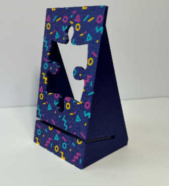 Puzzle Box Lid Holder Stand Jigsaw "Galaxy Blue Retro Pattern" (large size).