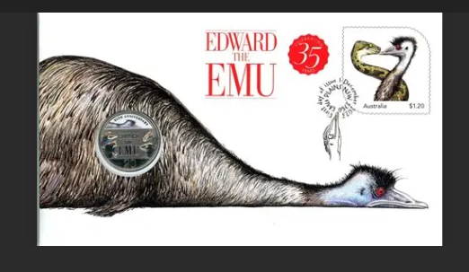 2023 Edward the Emu 35th Anniversary Stamp and Coin Cover PNC