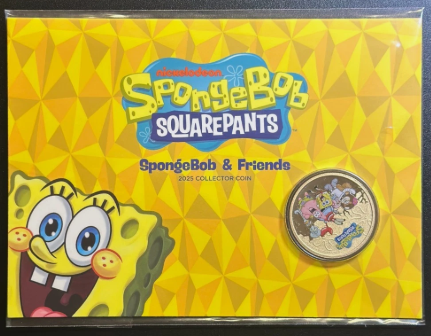 2025 Australia SpongeBob SquarePants & Friends UNC $1 Coloured Coin in Card